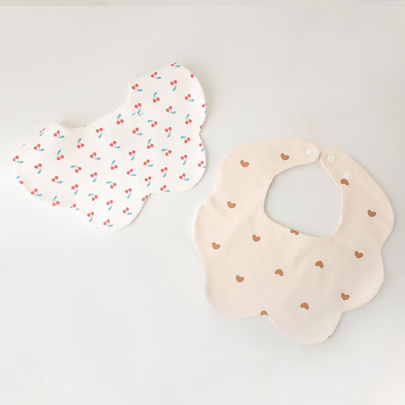 2-pack Baby Petal Shape Bibs Snap Double-layer Soft Absorbent Drool Bibs Teething Bib
