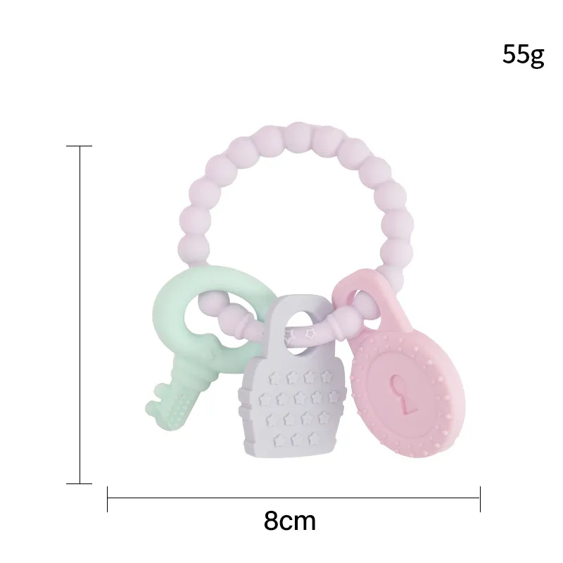 Food Grade Silicone Teether Bracelet Baby Teether Ring Chew Bracelet Grey big image 1