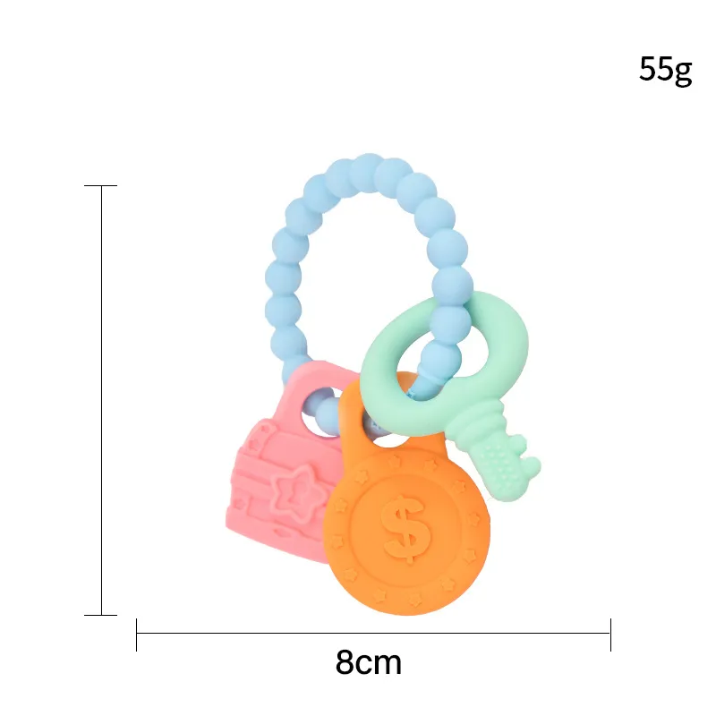 Food Grade Silicone Teether Bracelet Baby Teether Ring Chew Bracelet Blue
