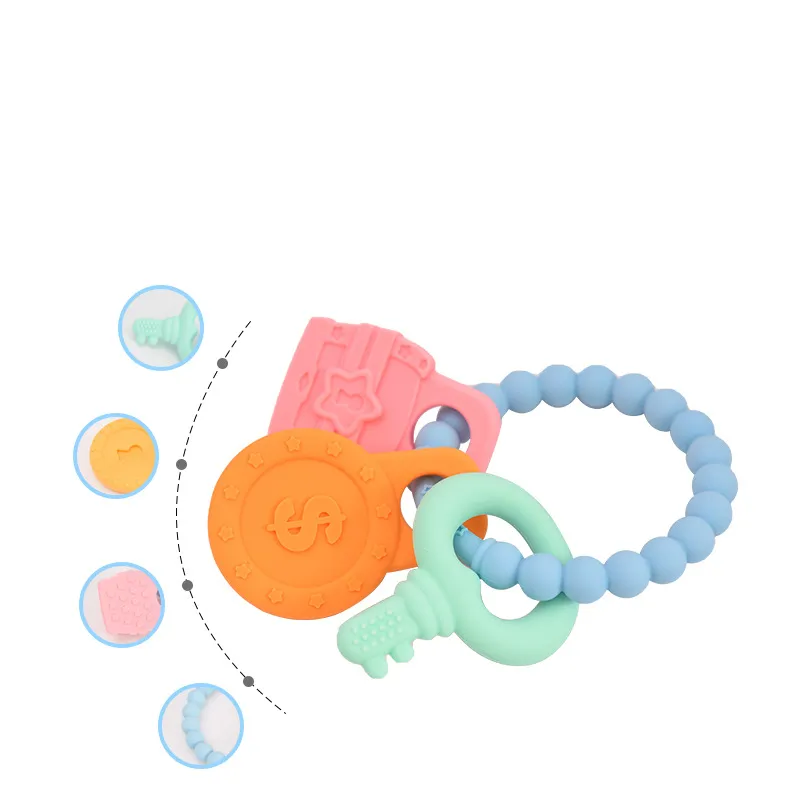 Food Grade Silicone Teether Bracelet Baby Teether Ring Chew Bracelet Grey image 2
