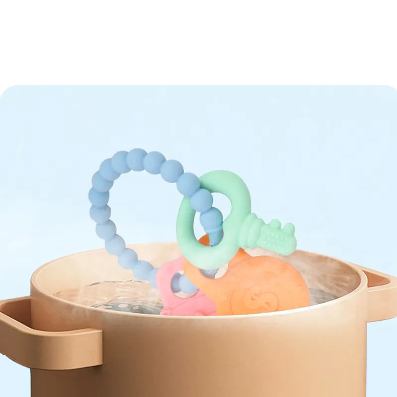Food Grade Silicone Teether Bracelet Baby Teether Ring Chew Bracelet Grey image 3