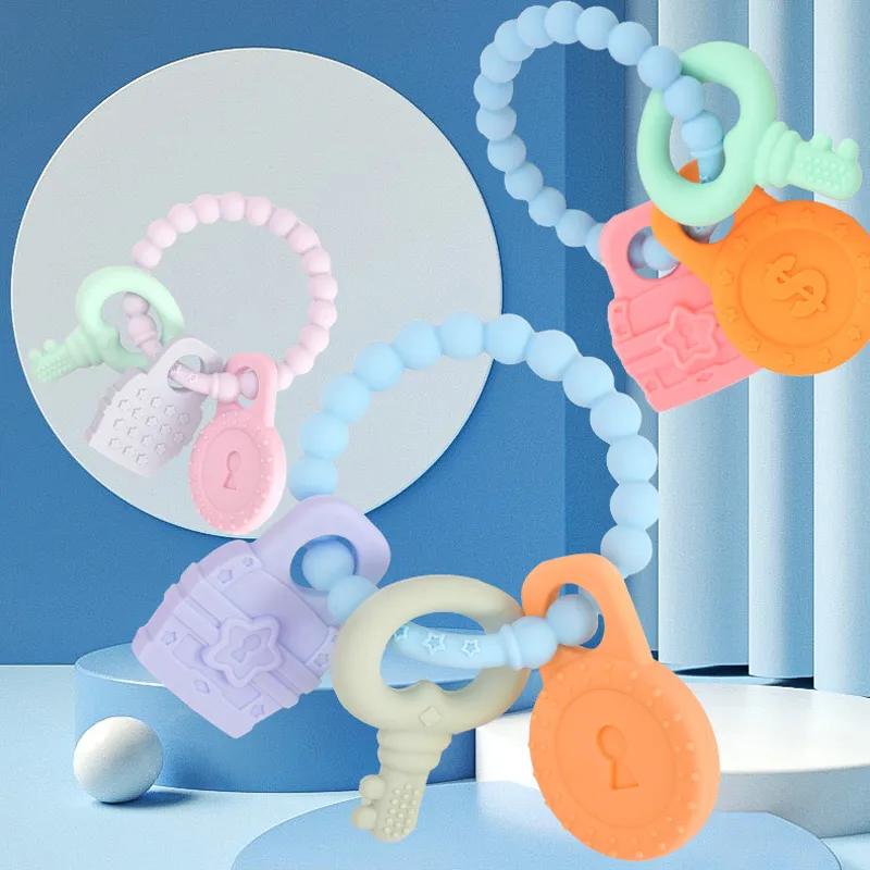 Food Grade Silicone Teether Bracelet Baby Teether Ring Chew Bracelet Grey image 5