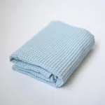 100% Cotton Baby Waffle Blankets Soft Breathable Comfortable Swaddling Receiving Sleep Blankets Blue