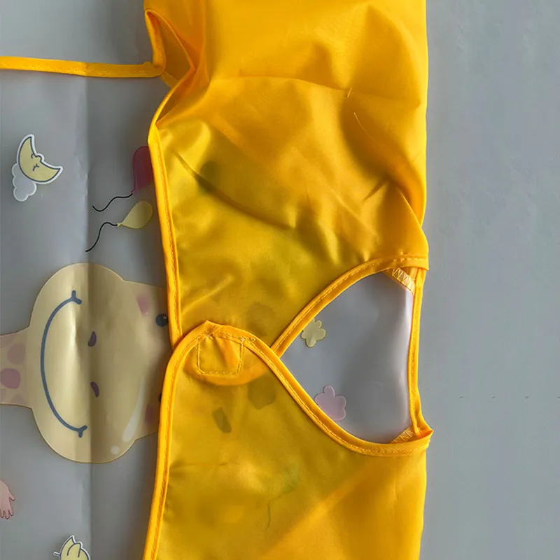 Baby Smock Waterproof Bib Cartoon Giraffe Butterfly Pattern Toddler Eating Clothes Bib Art Smocks 1-3 years old big image 8