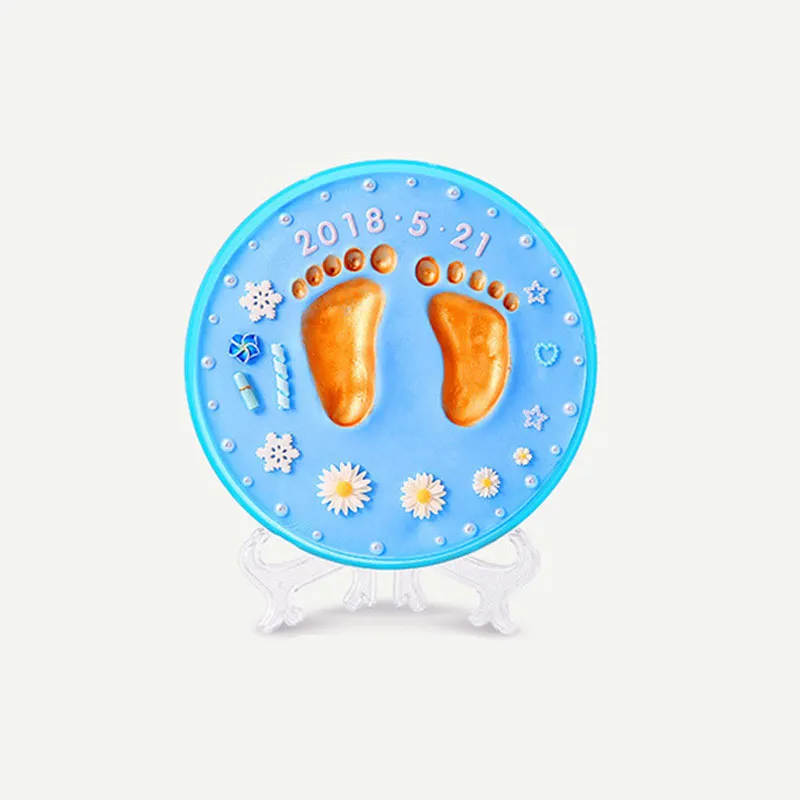 Baby Handprint and Footprint Makers Kit Keepsake for Newborn Boys Girls Baby Shower Gifts Baby Registry Nursery Decor Blue