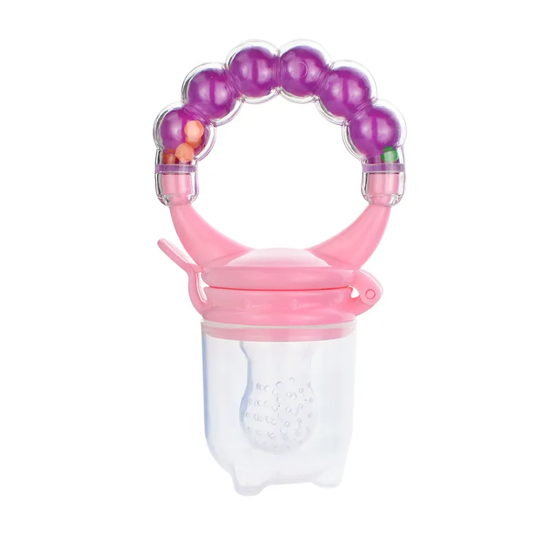 Vegetable Fruit Chew Nibbler Feeder for Baby Safety Silicone Rattle Bell Pacifier Bottle Infant Trai