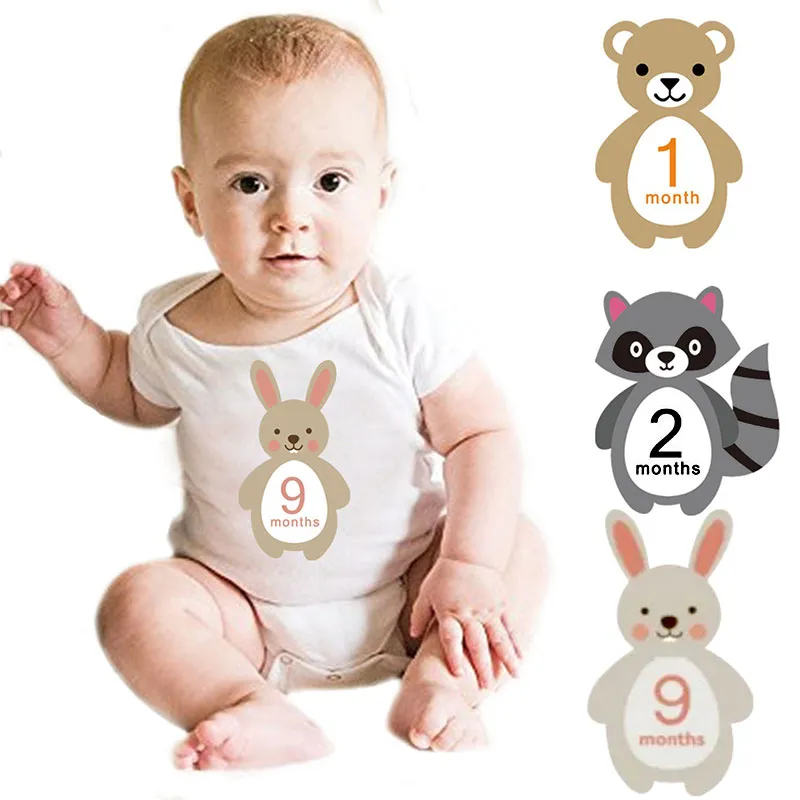 12-pack Animal Design Baby Monthly Milestone Stickers  big image 2