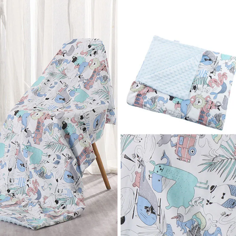 100% Cotton Baby Boys/Girls Soft Plush Wearable Blankets with Dotted Backing, Lovely Cartoon Animals Double Layer Toddler Receiving Blanket Throw for Stroller & Crib  image 2