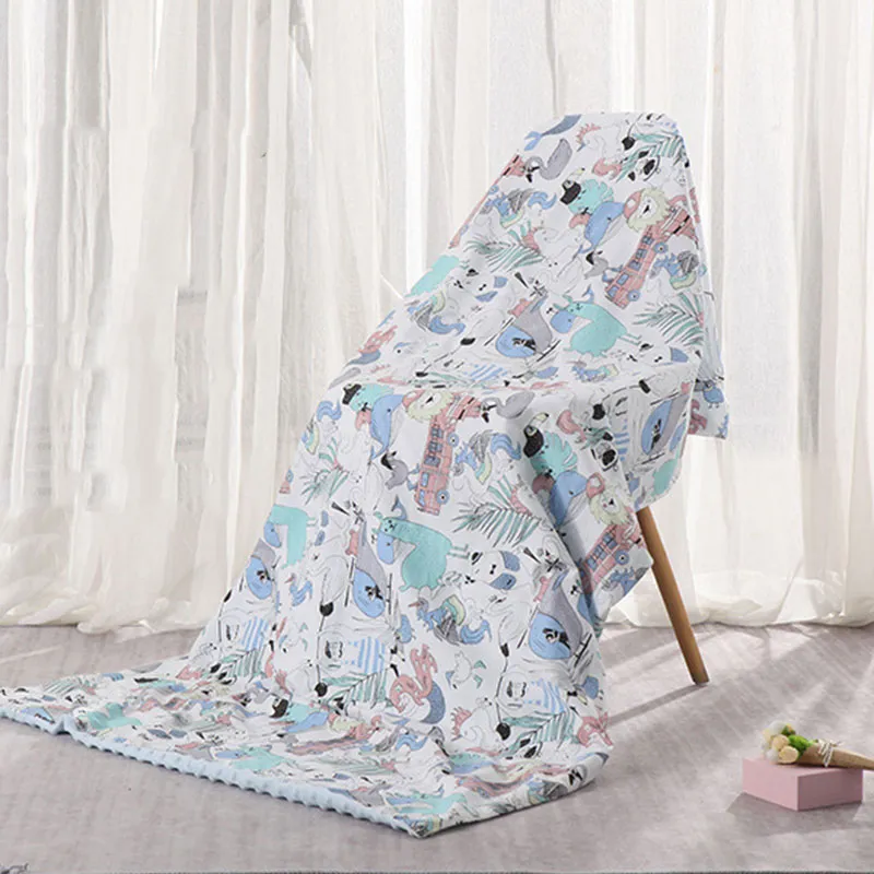 100% Cotton Baby Boys/Girls Soft Plush Wearable Blankets with Dotted Backing, Lovely Cartoon Animals Double Layer Toddler Receiving Blanket Throw for Stroller & Crib  image 3