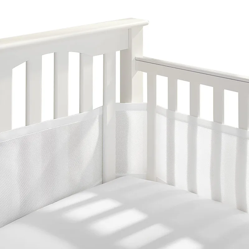 Breathable Mesh Crib Rail Guard Covers Fits Four-Sided Slatted Crib  image 1