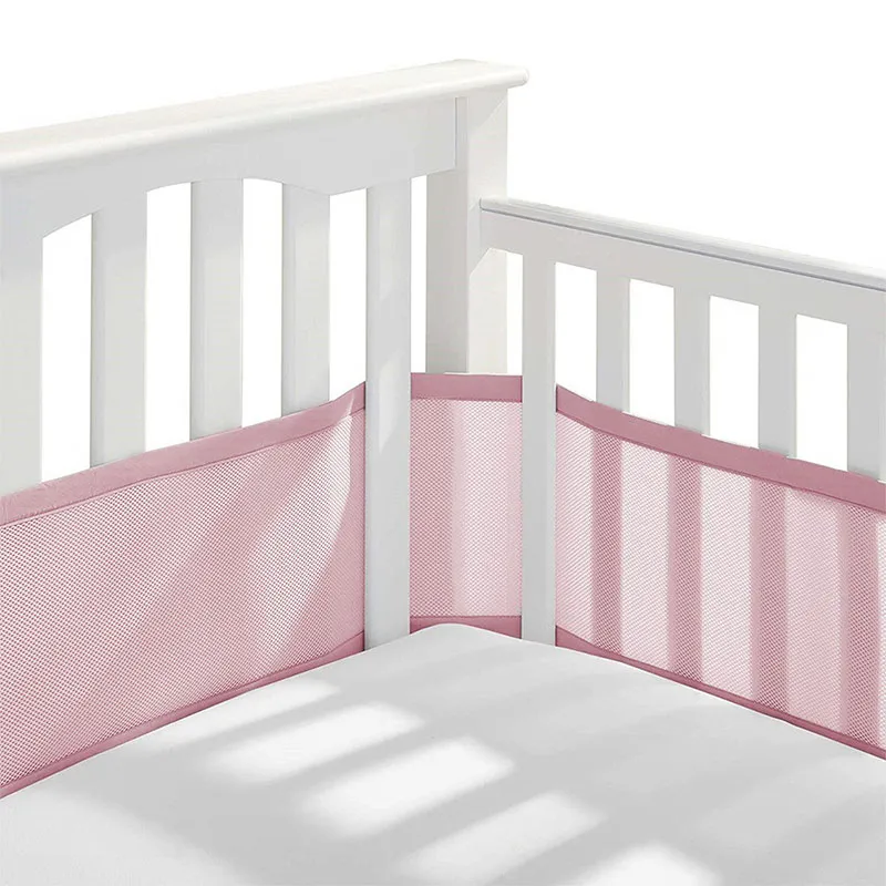 

Breathable Mesh Crib Rail Guard Covers Fits Four-Sided Slatted Crib