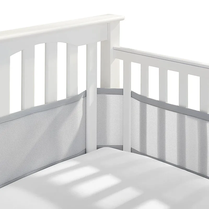 Breathable Mesh Crib Rail Guard Covers Fits Four-Sided Slatted Crib