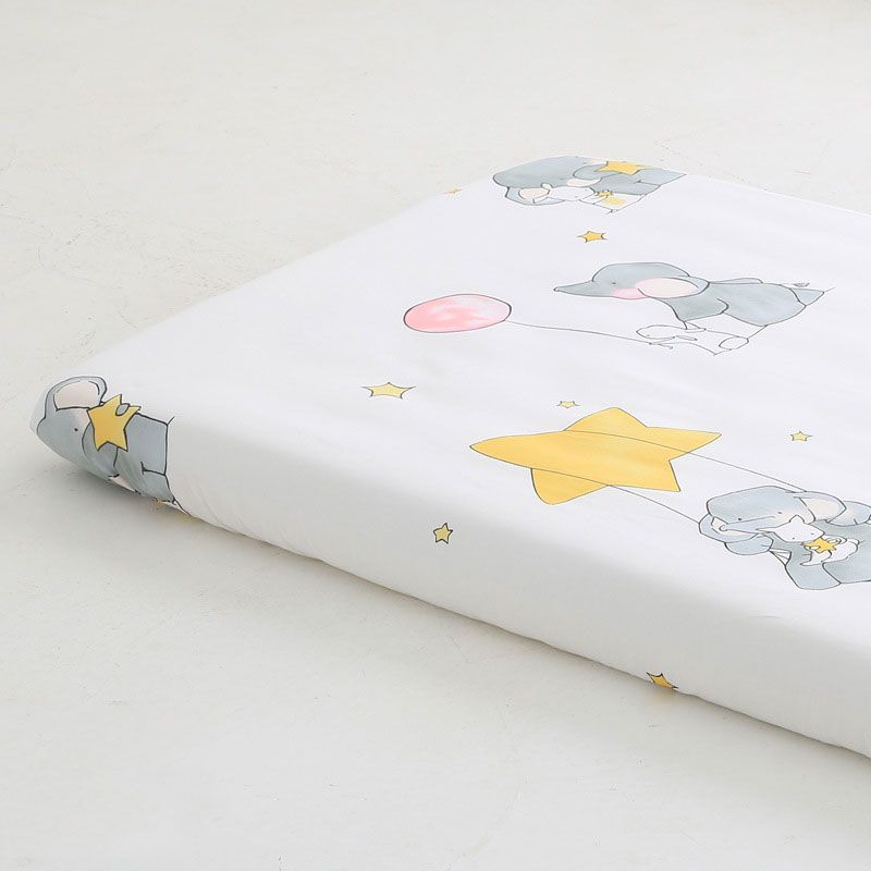 100% Cotton Baby Fitted Crib Sheets Soft Breathable Baby Sheet Cartoon Print Multiple Sizes