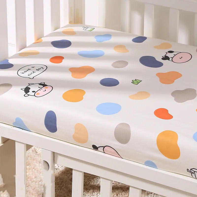100% Cotton Baby Fitted Crib Sheets Soft Breathable Baby Sheet Allover Print Multiple Sizes  big image 1
