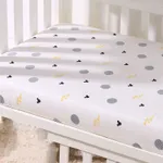 100% Cotton Baby Fitted Crib Sheets Soft Breathable Baby Sheet Allover Print Multiple Sizes Light Grey