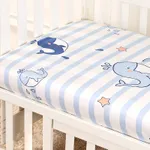 100% Cotton Baby Fitted Crib Sheets Soft Breathable Baby Sheet Allover Print Multiple Sizes Light Blue