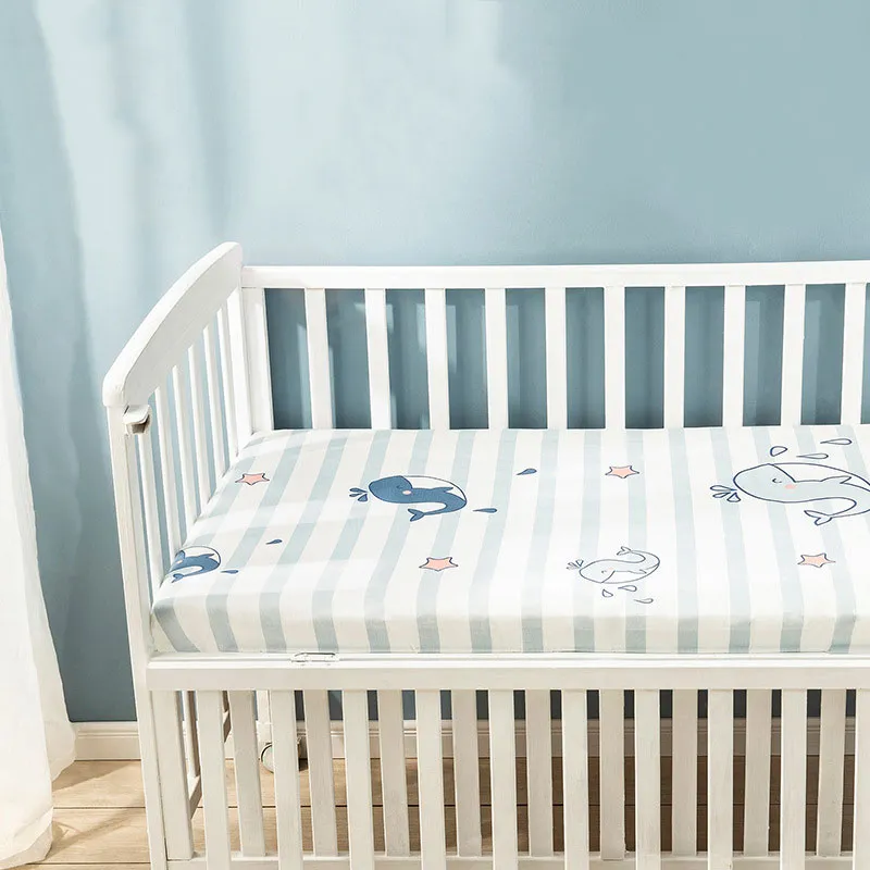 100% Cotton Baby Fitted Crib Sheets Soft Breathable Baby Sheet Allover Print Multiple Sizes  image 2