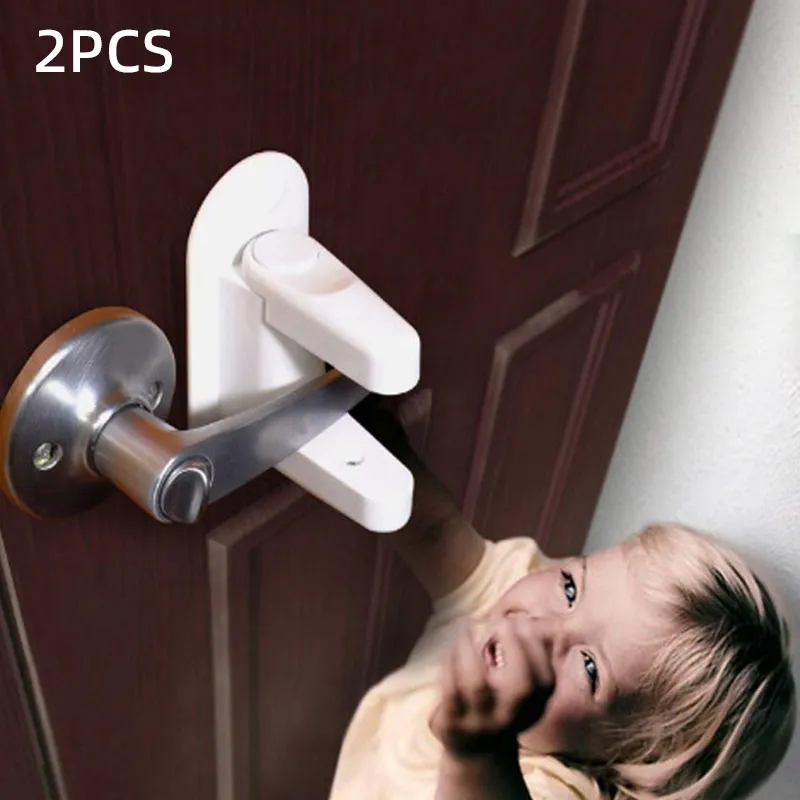 2pack Childproof Door Lever Lock 3M Adhesive Kids Safety Door Lock Prevents Toddlers From