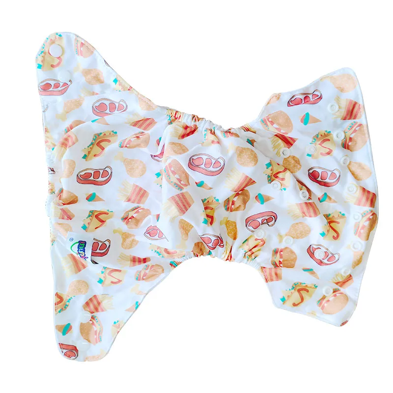 0-3Y Baby Snap Cloth Diapers Cartoon Pattern One Size Adjustable Reusable Waterproof Diaper big image 8