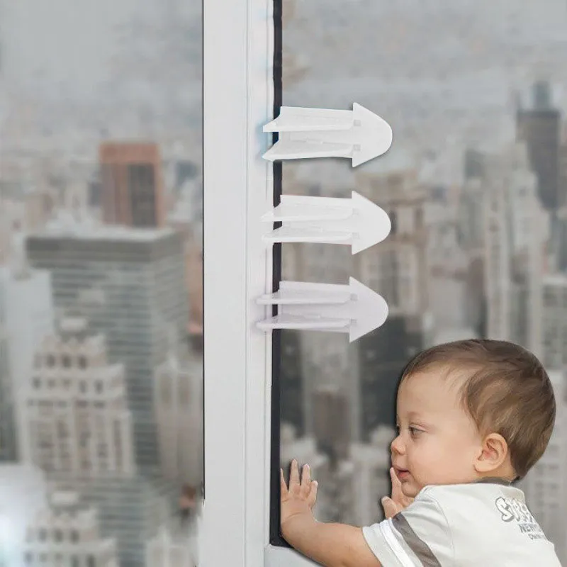 3-pack Sliding Door Window Lock No Drill Child Proof Security Locks for Baby Kids Safety White big image 1