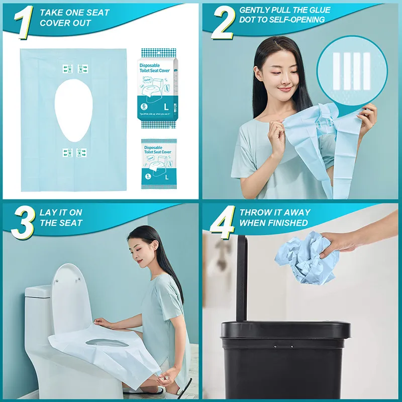 Disposable Toilet Seat Covers Disposable Extra Large Potty Seat Covers Individually Wrapped Potty Training Liners for Kids Toddlers Adults, Use for Potty Training, Public Bathroom (Blue) Blue image 2