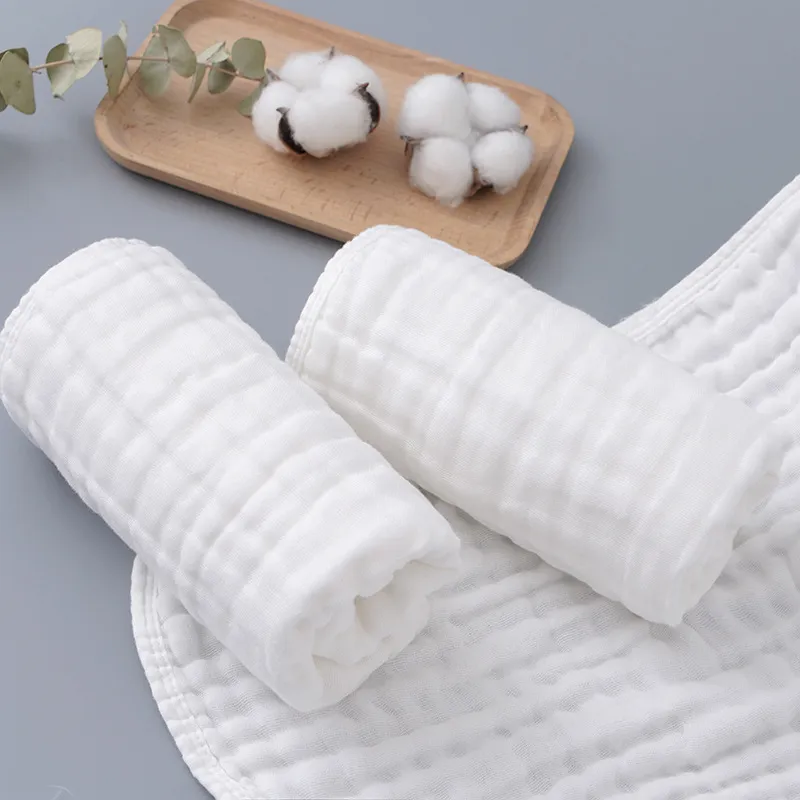 100% algodão toalhas de bebê musselina bebê toalha de banho toalhas infantis para recém-nascido menino menina 6 camadas ultra macias algodão toalhas para a pele delicada do bebê Branco big image 1