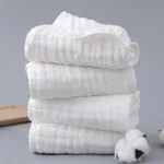 100% algodão toalhas de bebê musselina bebê toalha de banho toalhas infantis para recém-nascido menino menina 6 camadas ultra macias algodão toalhas para a pele delicada do bebê Branco image 4