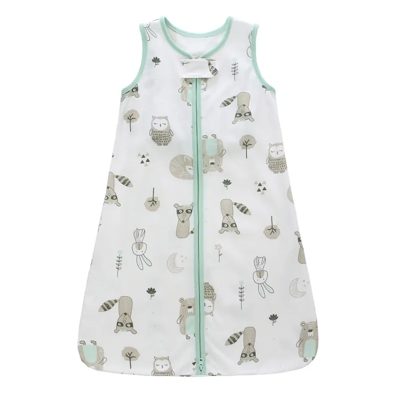 Unisex Medium Thin with Anti-Kick Feature Child Bedding Animal Pattern Elk Cotton Sleeping Bag for Baby  Green