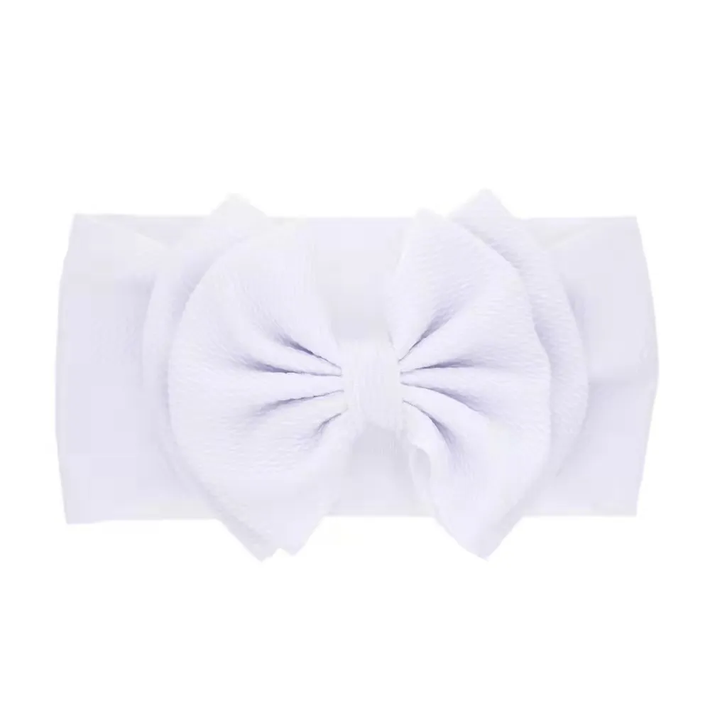 Pure Color Double Layer Bow Headband for Girls White