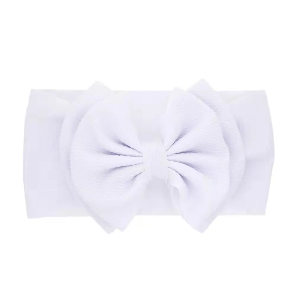 Pure Color Double Layer Bow Headband for Girls White big image 1