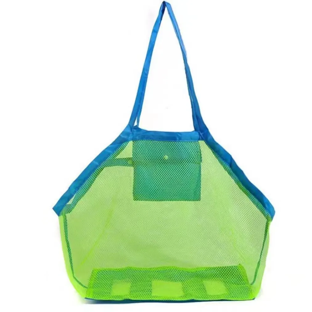 Mesh-Strand-Einkaufstasche weg von Sand und Wasser Faltbarer Strand-Spielzeug-Taschen-Organizer grün big image 1