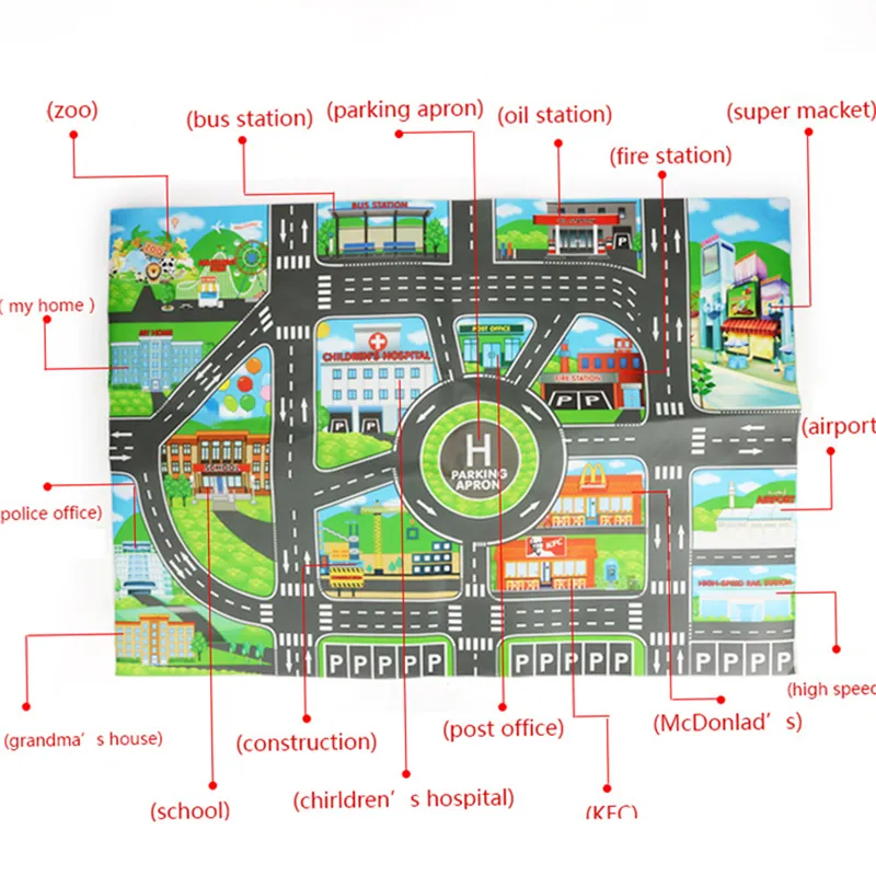 Kids Car Toys City Parking Lot Roadmap English Road Signs Alloy Toy Cars Model Gifts for Boys Girls  image 3