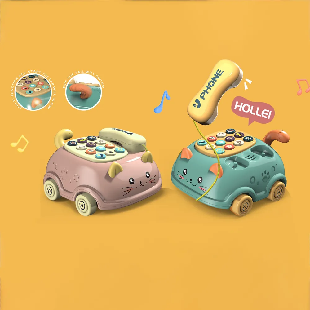 Kids Telephone Toy Early Education Light Music Toy Emulated Montessori Phone Toy Simulated Landline Drag big image 5