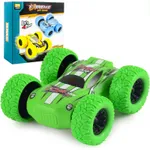 Enfants jouet retirer voiture double face friction alimenté flips inertie gros pneu 4wd voiture véhicule tout-terrain enfants jouet cadeaux Vert