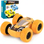 Kids Toy Pull Back Car Double-Sided Friction Powered Flips Inertia Big Tire 4WD Car Off-Road Vehicle Children Toy Gifts Orange