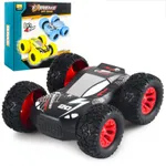 Kids Toy Pull Back Car Double-Sided Friction Powered Flips Inertia Big Tire 4WD Car Off-Road Vehicle Children Toy Gifts Black