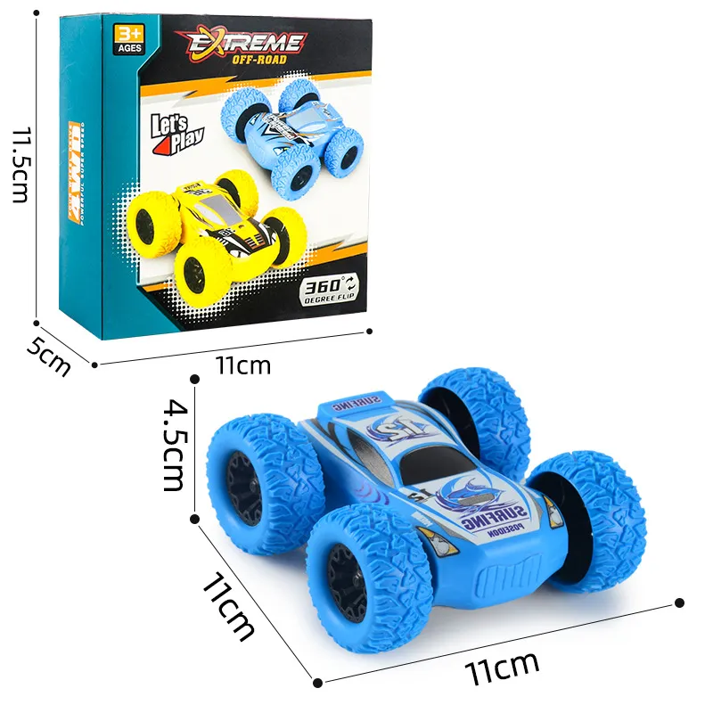 Kids Toy Pull Back Car Double-Sided Friction Powered Flips Inertia Big Tire 4WD Car Off-Road Vehicle Children Toy Gifts Green big image 1