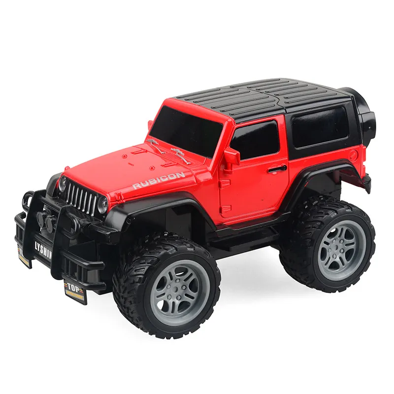 RC Car 1:18 Scale Rechargeable 4WD Jeep off-road Racing Vehicle Antiskid Four-way Remote Control Toy Car with Light Red
