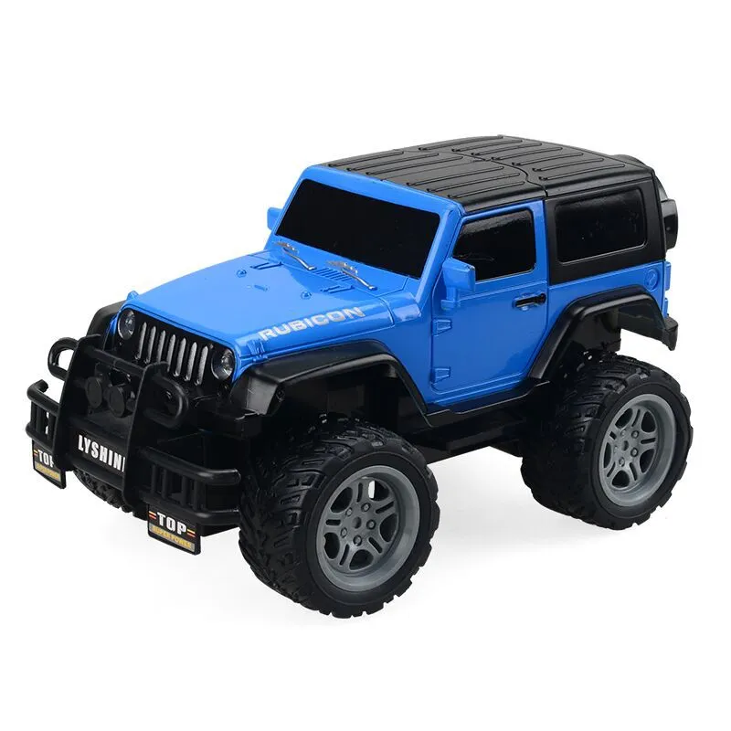 RC Car 1:18 Scale Rechargeable 4WD Jeep off-road Racing Vehicle Antiskid Four-way Remote Control Toy Car with Light Blue