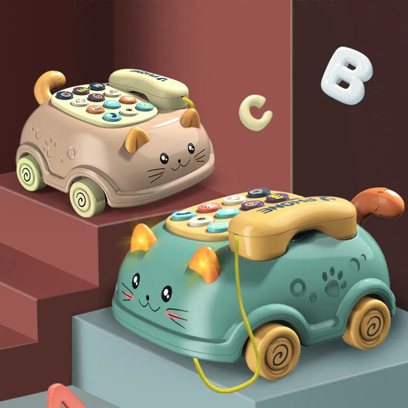 Kids Telephone Toy Early Education Light Music Toy Emulated Montessori Phone Toy Simulated Landline Drag big image 7