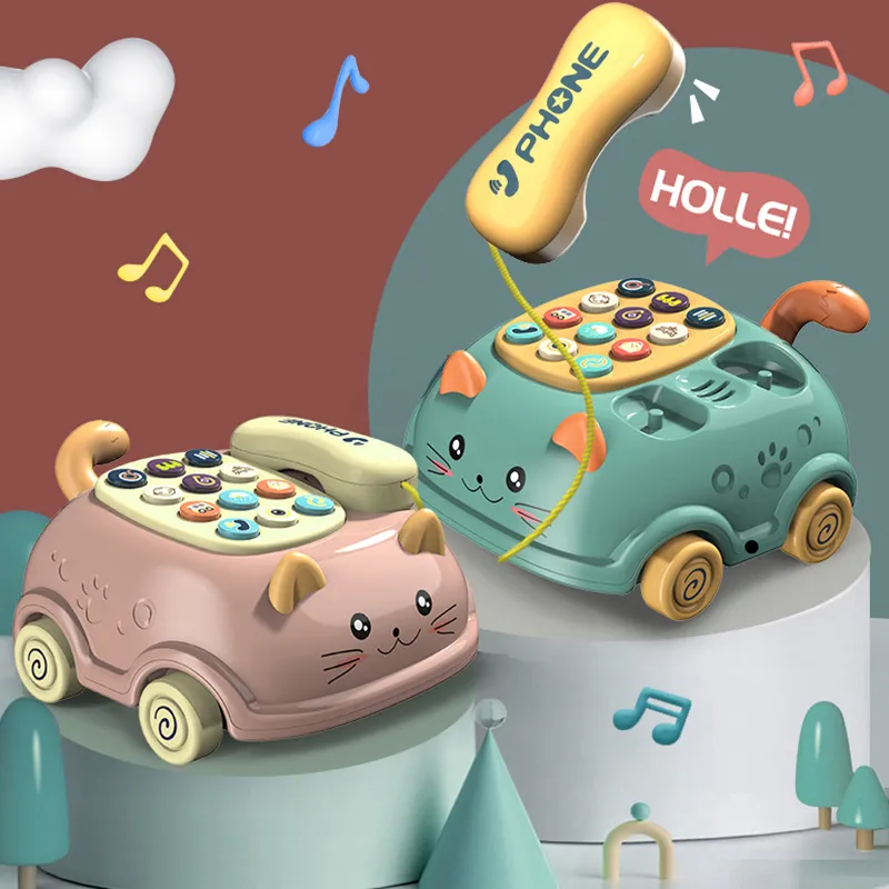 Kids Telephone Toy Early Education Light Music Toy Emulated Montessori Phone Toy Simulated Landline Drag big image 6