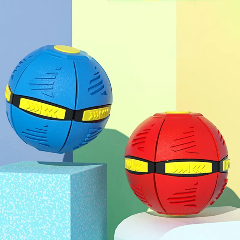 Magic UFO Decompression Flying Saucer Ball Deformation UFO Flat Magic Ball Parent-Child Interactive Toy Outdoor Yard Beach Game Red image 4