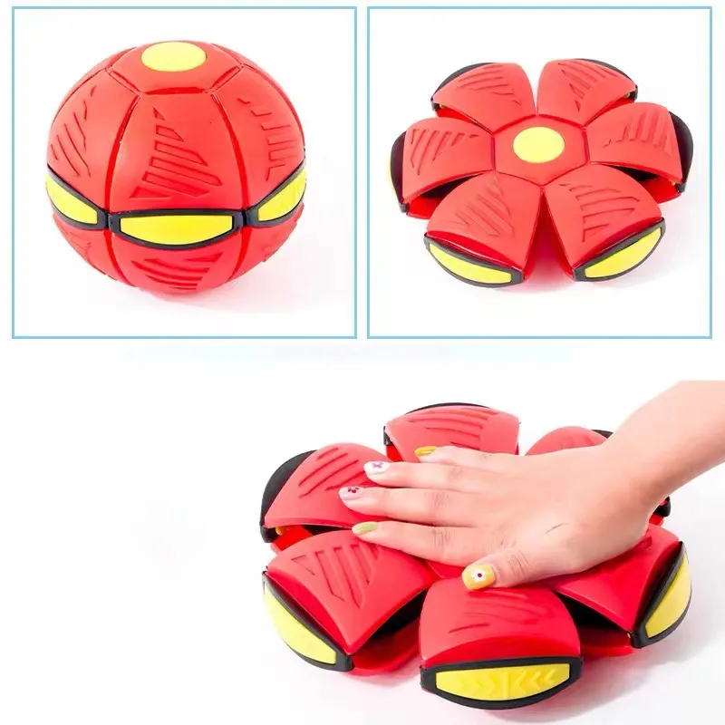 Magic UFO Decompression Flying Saucer Ball Deformation UFO Flat Magic Ball Parent-Child Interactive Toy Outdoor Yard Beach Game Red image 5