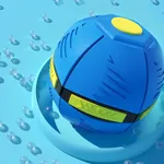 Magic UFO Decompression Flying Saucer Ball Deformation UFO Flat Magic Ball Parent-Child Interactive Toy Outdoor Yard Beach Game Blue