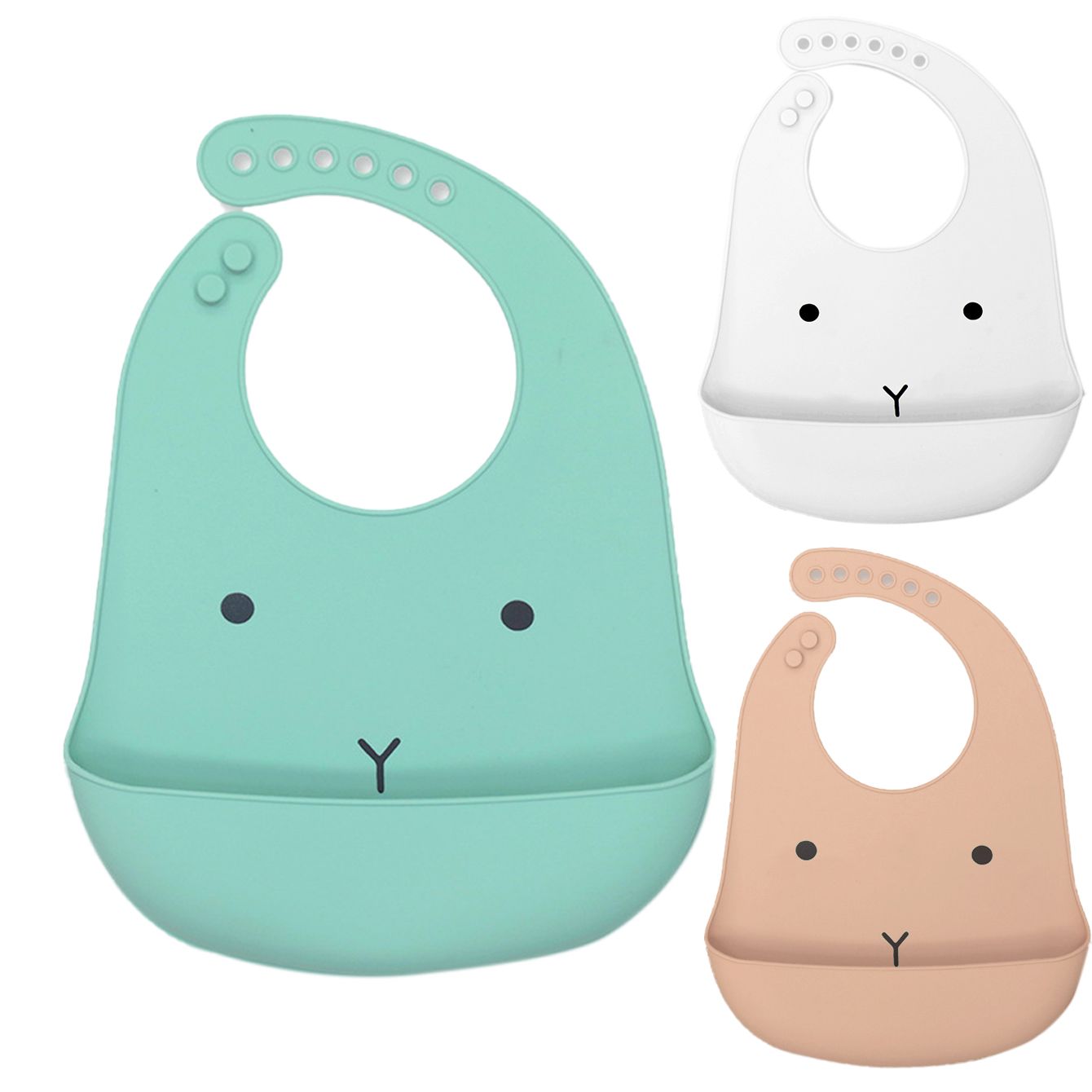 Food Grade Silicone Baby Bibs With Large Capacity  Food Catcher Pocket Waterproof Adjustable Soft Foldable Toddler Bib