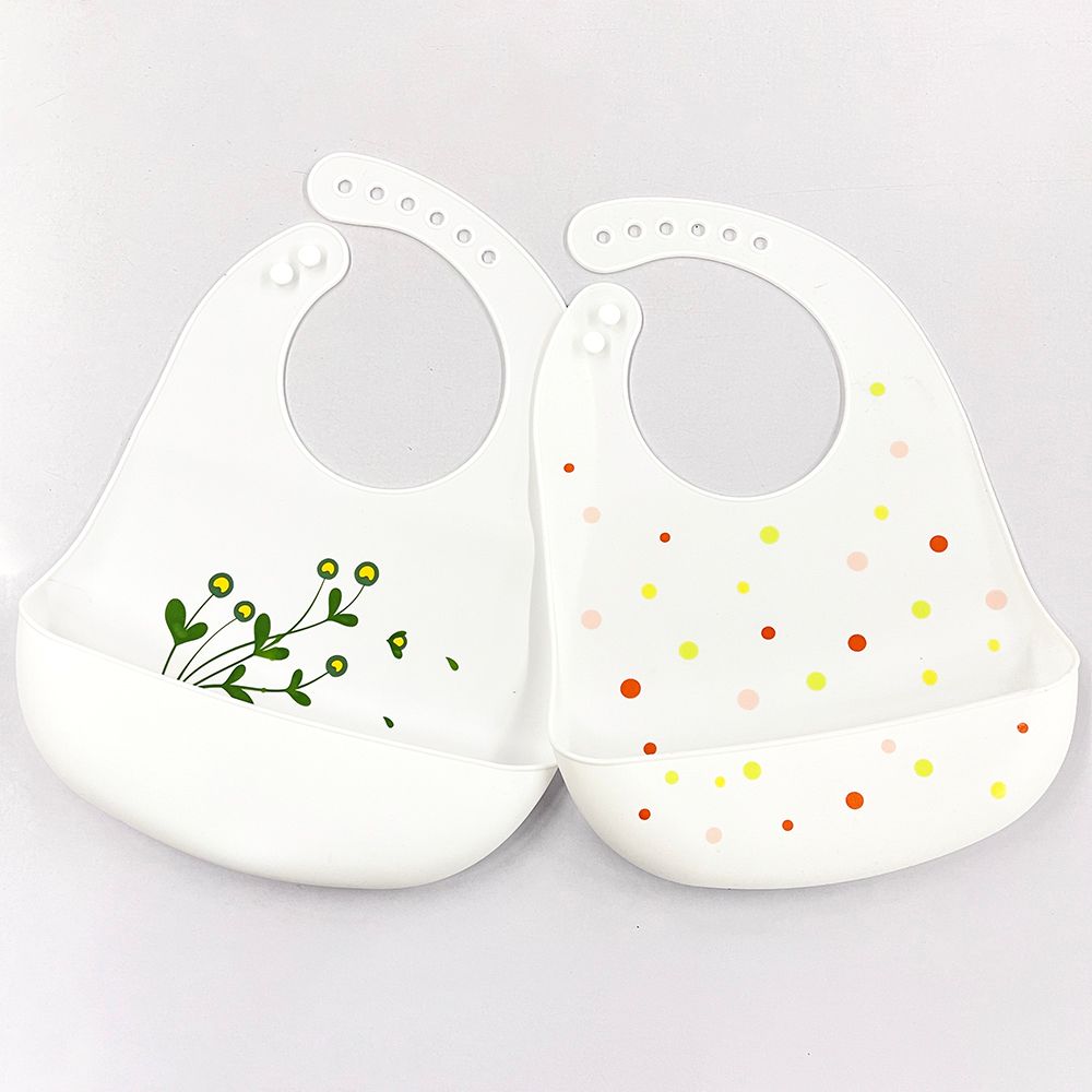 

Food Grade Silicone Baby Bibs with Large Capacity Food Catcher Pocket Waterproof Adjustable Soft Bib Easy to Clean