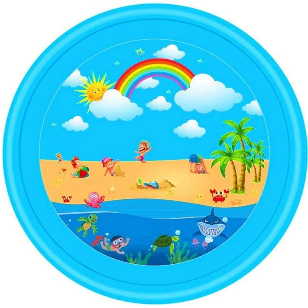 Sprinkler & Splash Pad Play Mat Foldable Portable Outdoor Sprinkler Pad Water Toys Blue