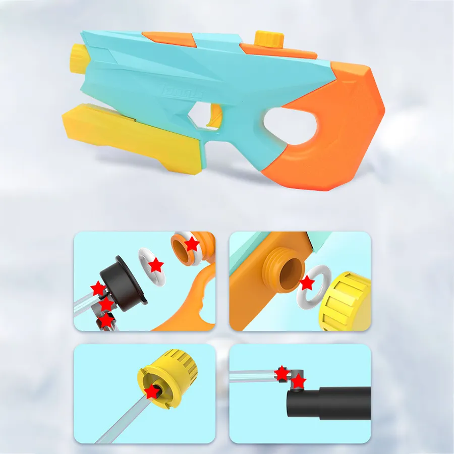 兒童拉出式水槍彩虹噴霧 3 種模式噴槍可調節噴嘴適用於夏季游泳池海灘戶外遊戲  big image 4