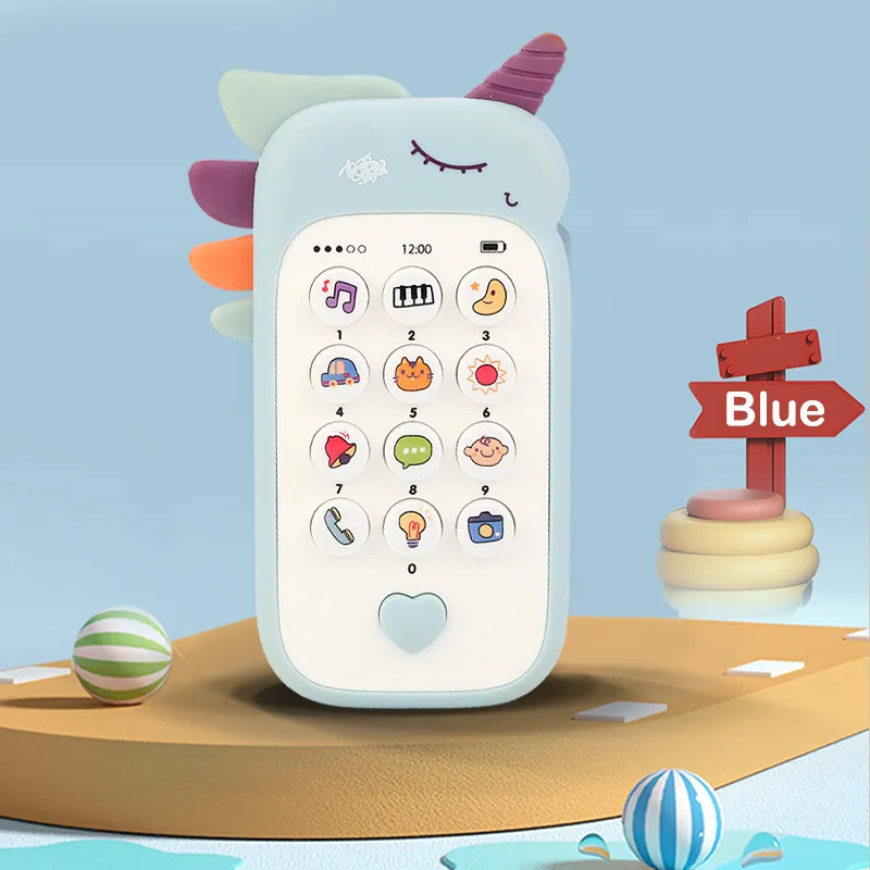 Baby Mobile Phone Toy Learning Interactive Educational Cell Phone Toy Early Education Smartphone Toy with a Variety of Music Sounds Blue