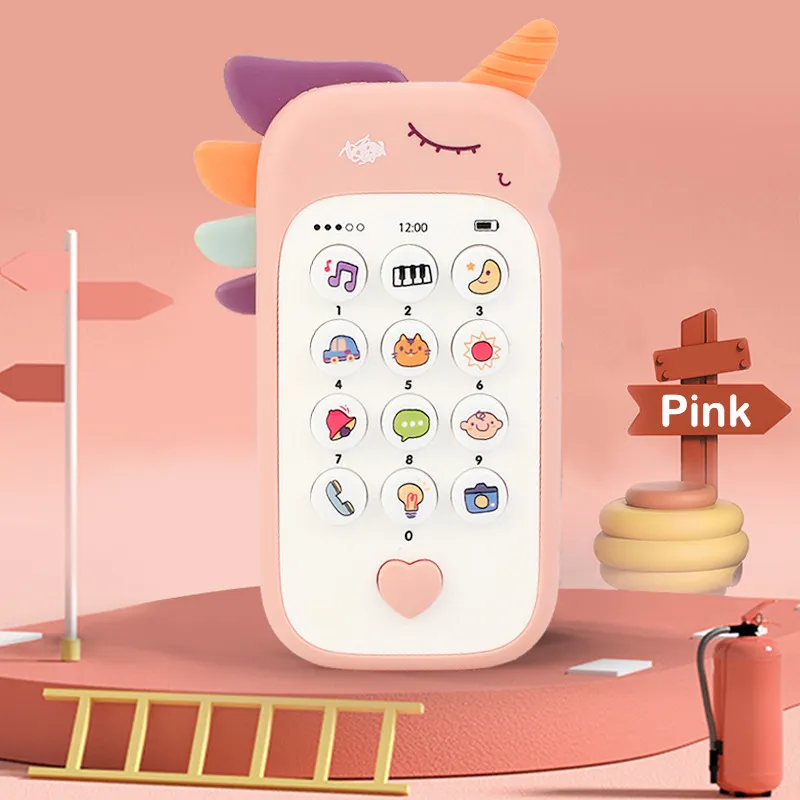 Baby Mobile Phone Toy Learning Interactive Educational Cell Phone Toy Early Education Smartphone Toy with a Variety of Music Sounds Pink big image 1